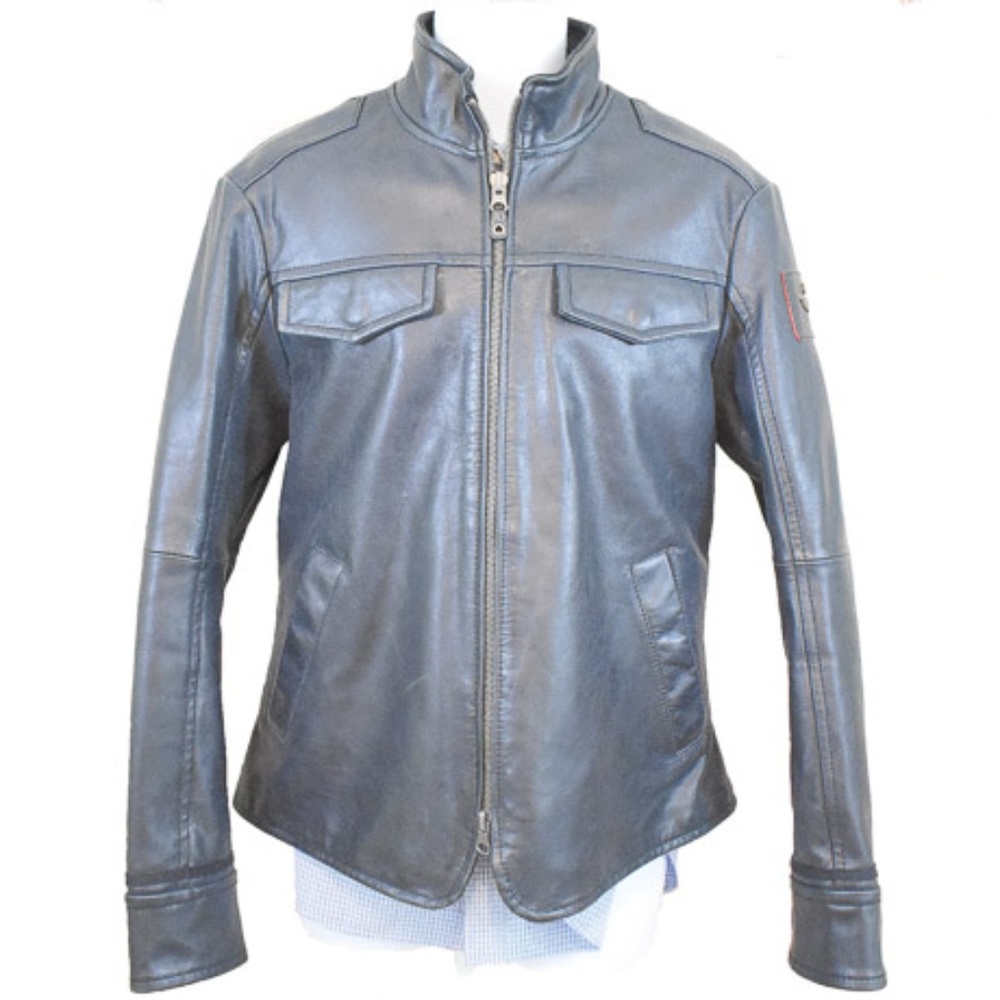 RARE Armani Jeans AJ Men's Leather Motorcycle Jacket